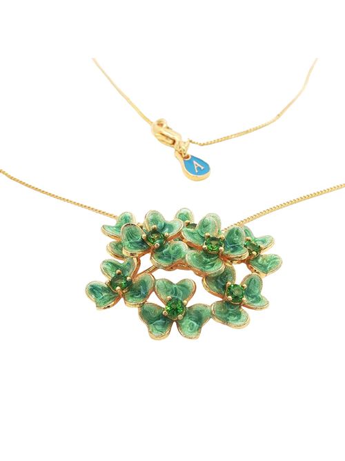 Collana con pietre dorate e verdi Clover, smalto verde perlato GOCCIAZZURRA JEWELS | CLCLOVEROROVERDE